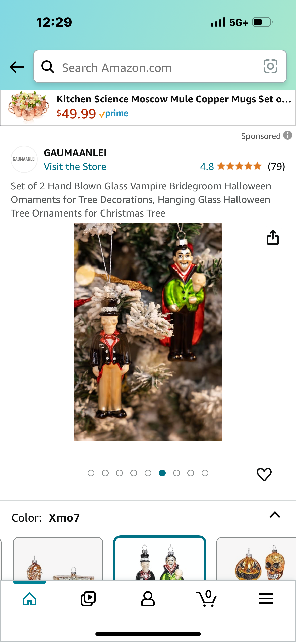 Set of 2 Hand Blown Glass Vampire Bridegroom Halloween Ornaments for Tree Decorations, Hanging Glass Halloween Tree Ornaments for Christmas Tree