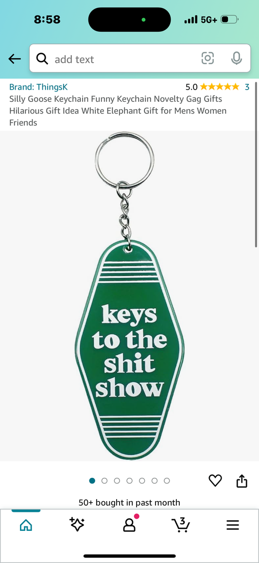 Keys to the Shit Show  Keychain Funny Keychain Novelty Gag Gifts Hilarious Gift Idea White Elephant Gift for Mens Women Friends