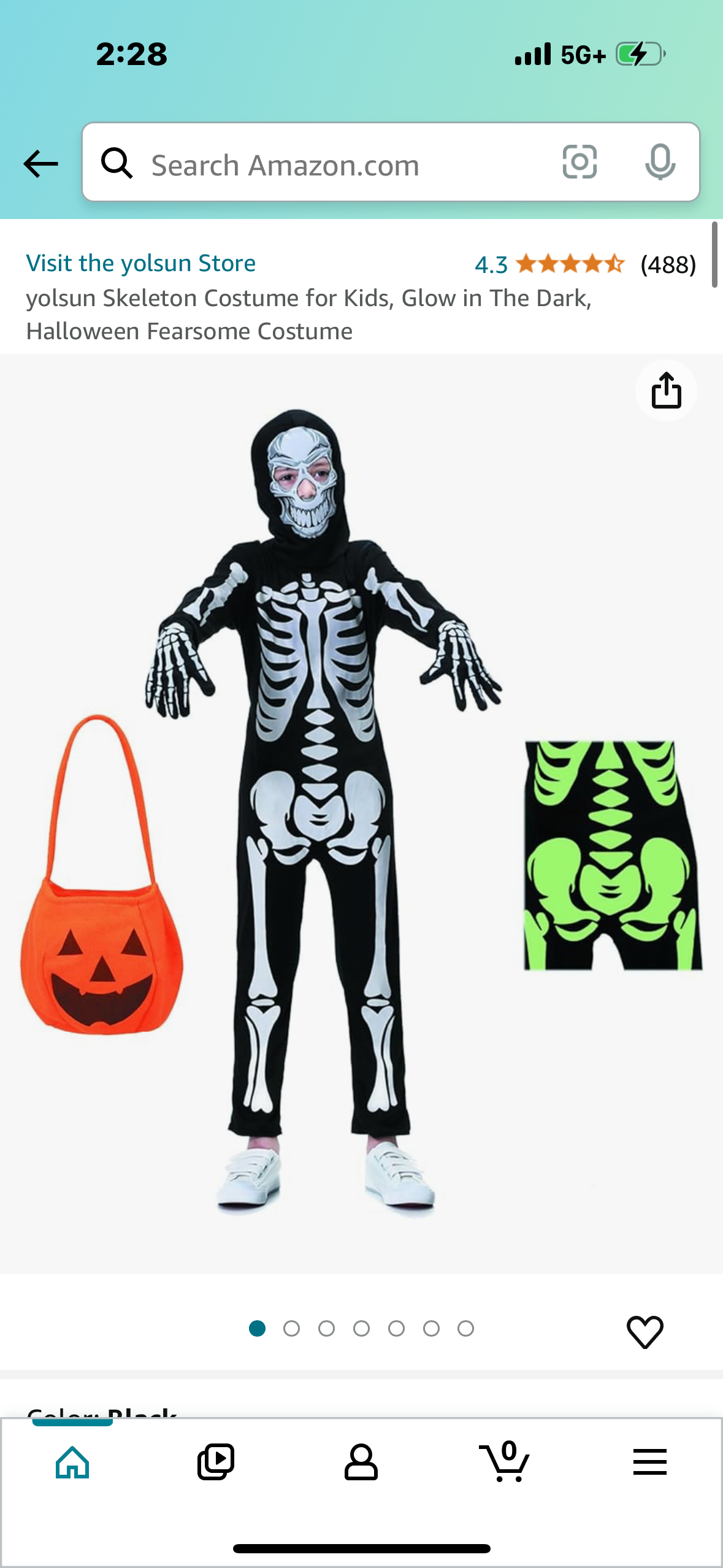 yolsun Skeleton Costume for Kids, Glow in The Dark, Halloween Fearsome Costume