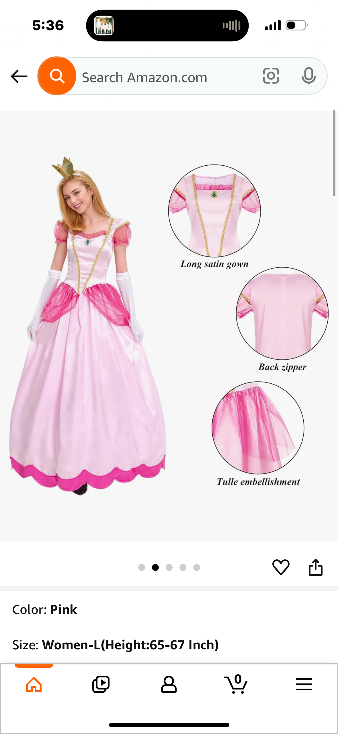 Pink Princess Dress Women Cosplay Costume - Size Large