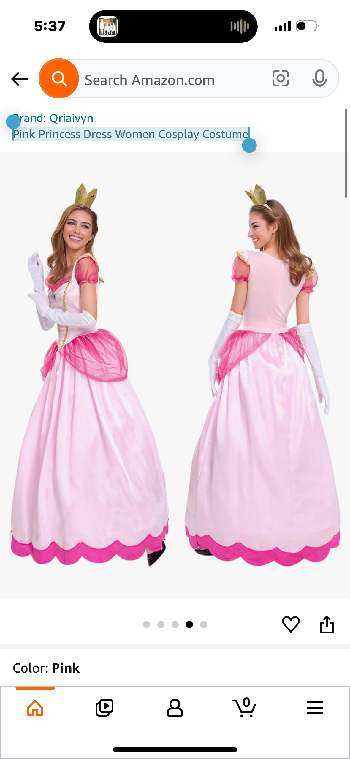 Pink Princess Dress Women Cosplay Costume - Size Large