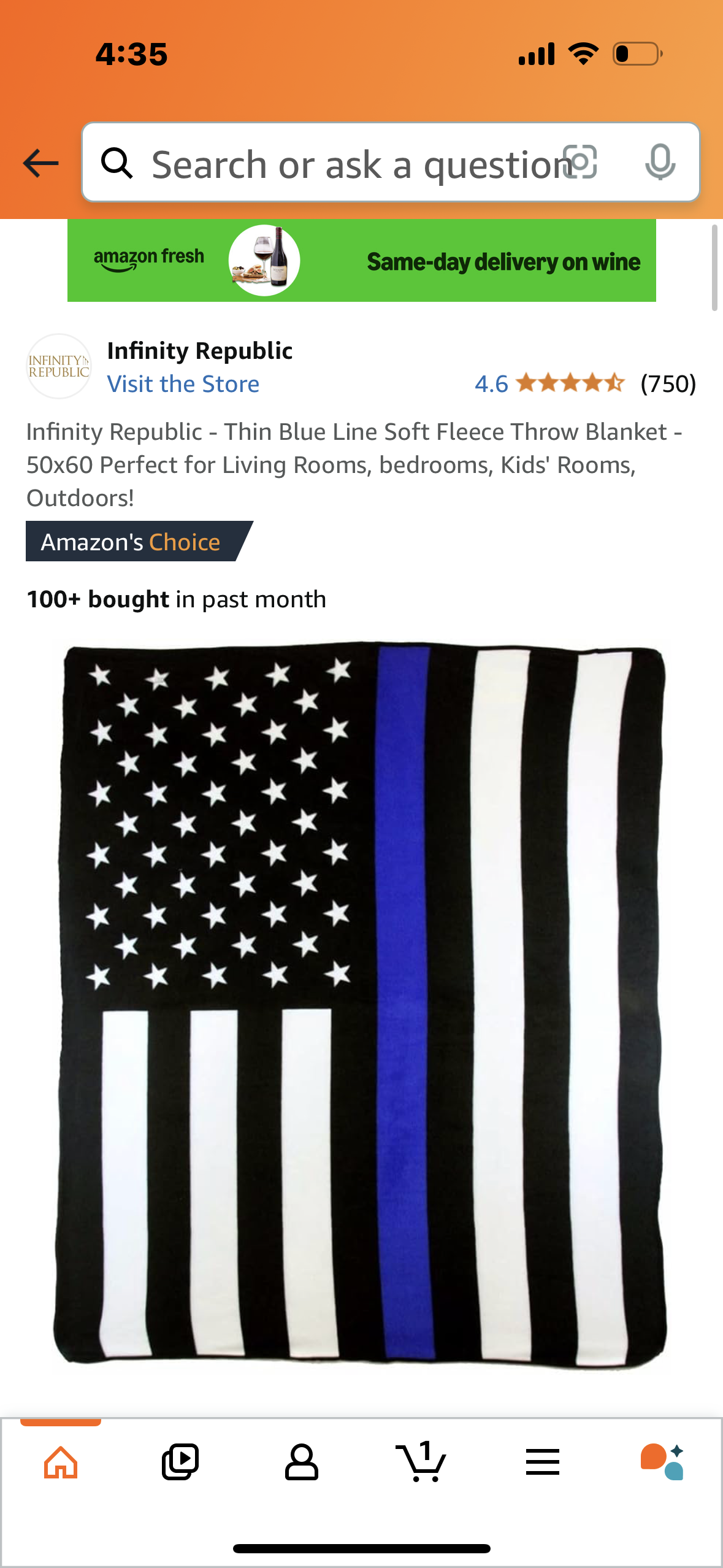 Infinity Republic - Thin Blue Line Soft Fleece Throw Blanket - 50x60 Perfect for Living Rooms, bedrooms, Kids' Rooms, Outdoors!