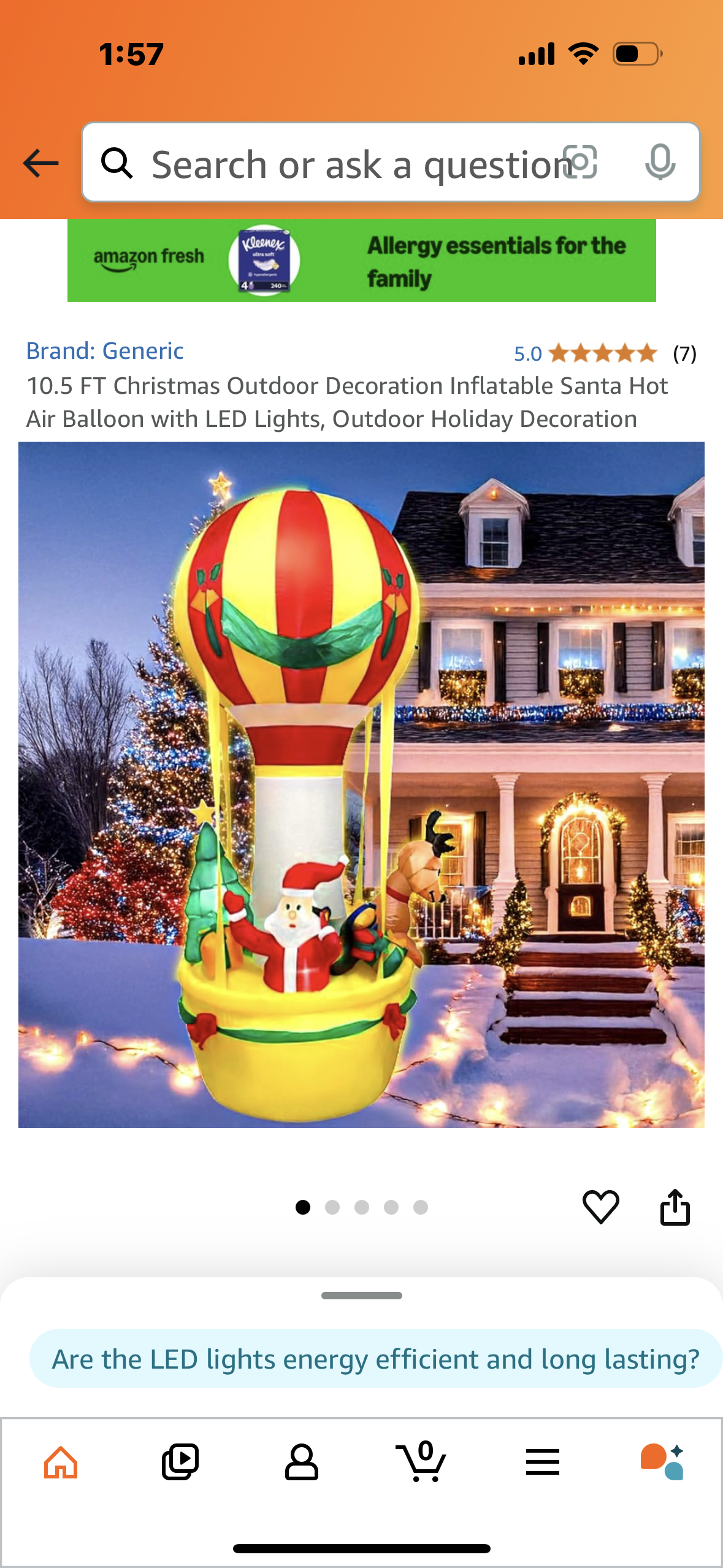 10.5 FT Christmas Outdoor Decoration Inflatable Santa Hot Air Balloon with LED Lights, Outdoor Holiday Decoration