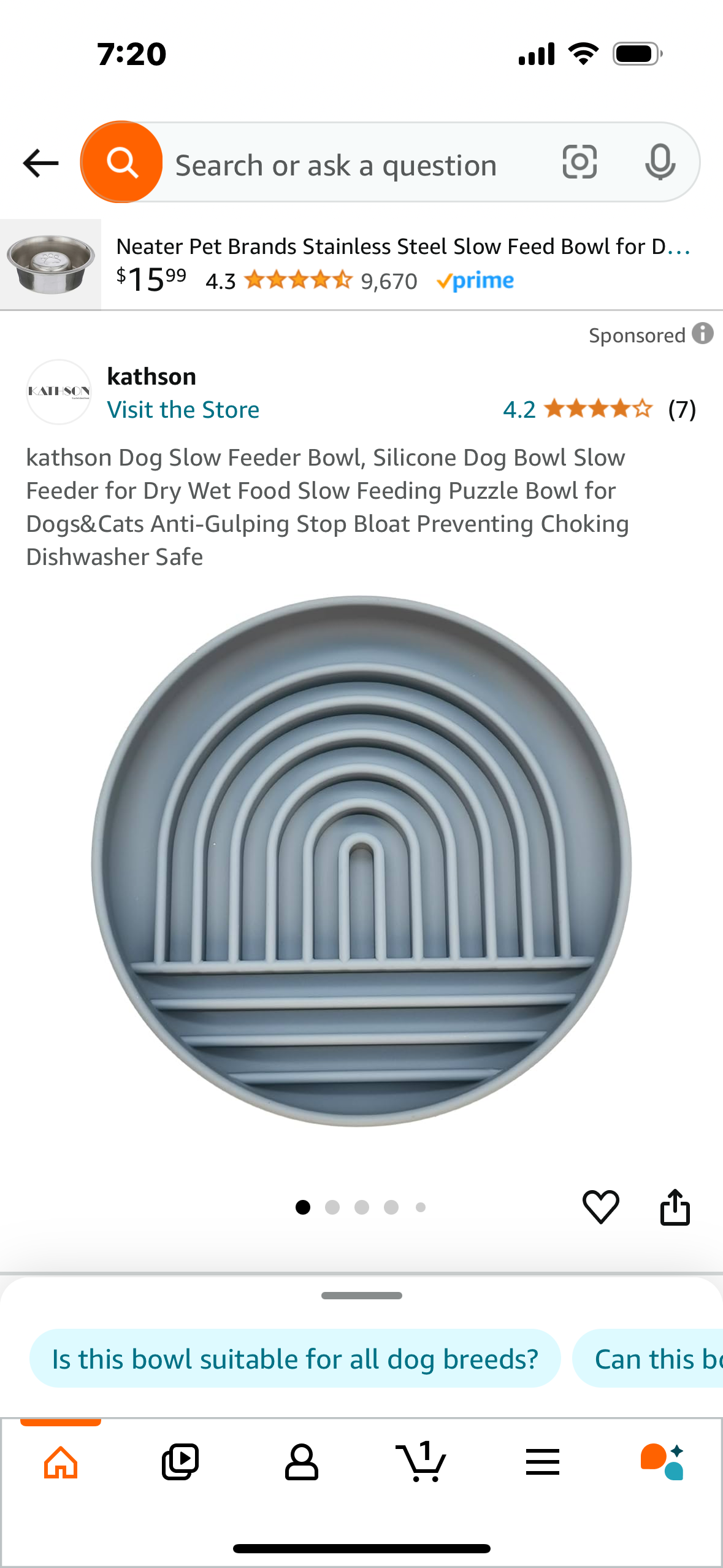 Dog Slow Feeder Bowl, Silicone Dog Bowl Slow Feeder for Dry Wet Food Slow Feeding Puzzle Bowl for Dogs&Cats Anti-Gulping Stop Bloat Preventing Choking Dishwasher Safe