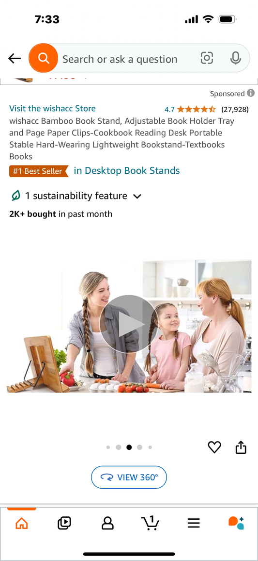 Bamboo Book Stand, Adjustable Book Holder Tray and Page Paper Clips-Cookbook Reading Desk Portable Stable Hard