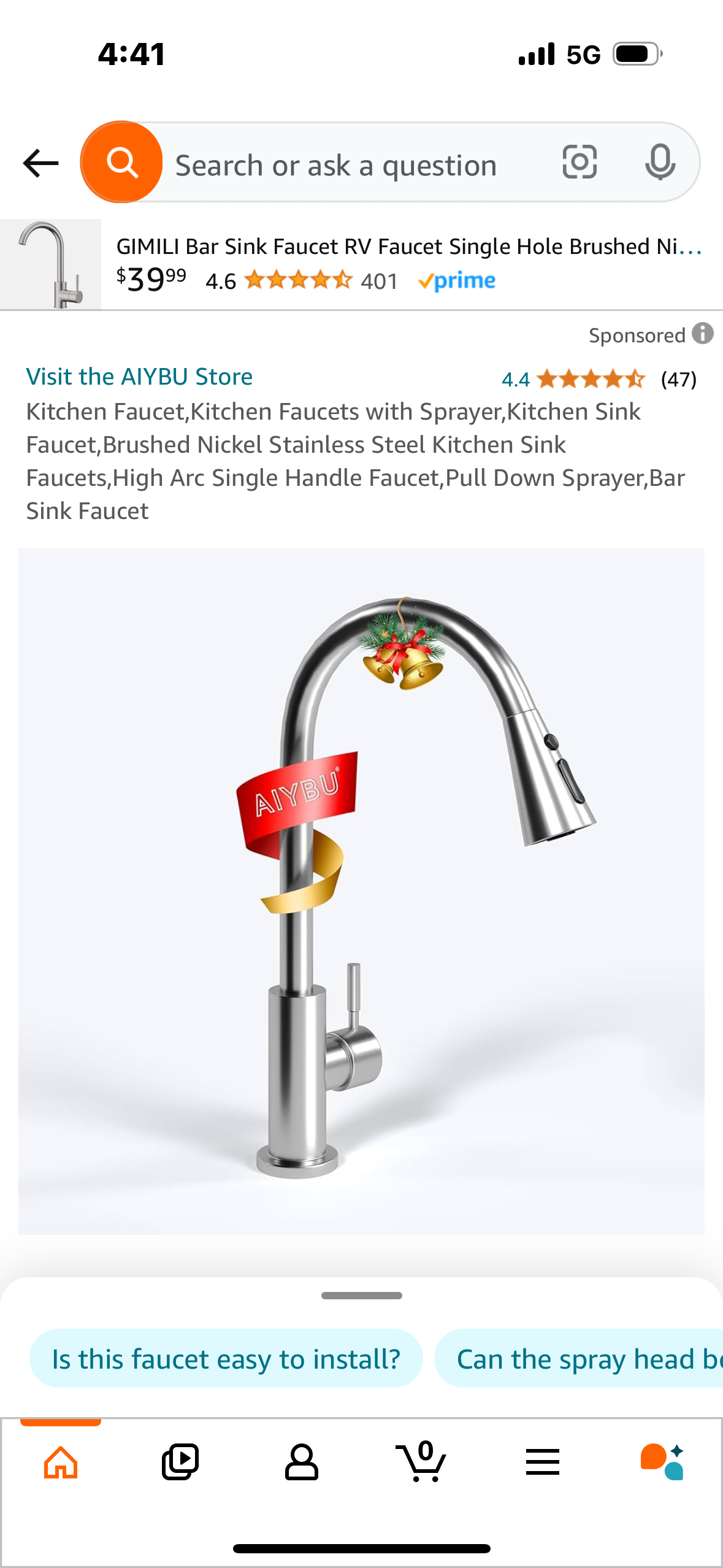 Kitchen Faucet,Kitchen Faucets with Sprayer,Kitchen Sink Faucet,Brushed Nickel Stainless Steel Kitchen Sink Faucets,High Arc Single Handle Faucet,Pull Down Sprayer,Bar Sink Faucet