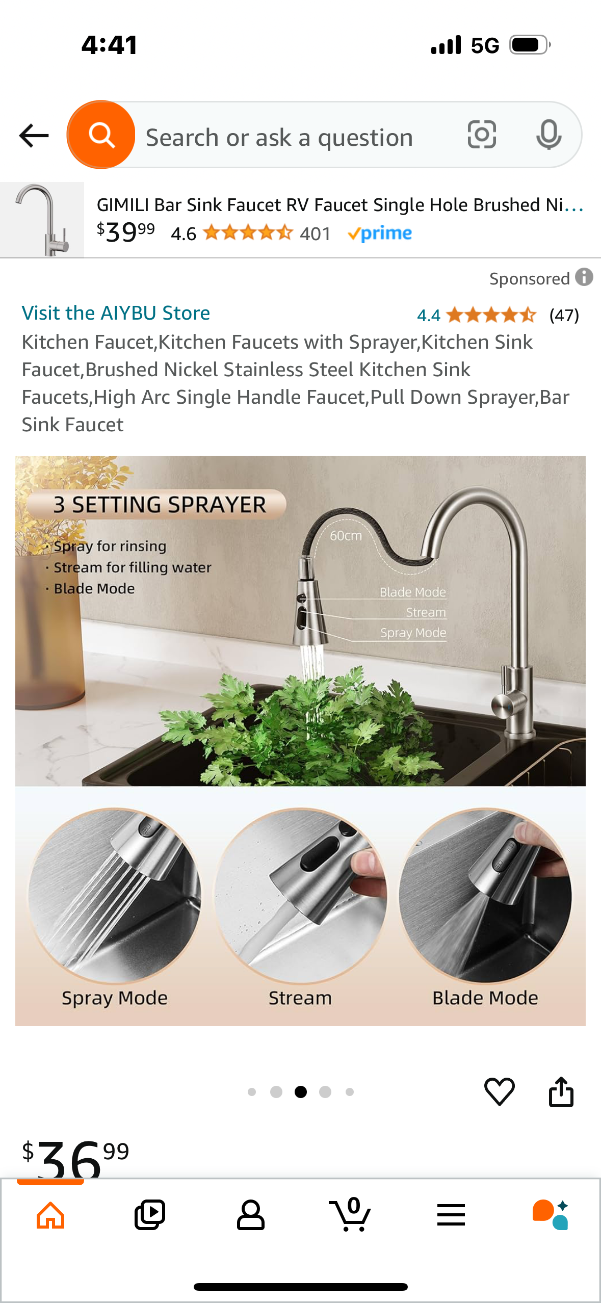 Kitchen Faucet,Kitchen Faucets with Sprayer,Kitchen Sink Faucet,Brushed Nickel Stainless Steel Kitchen Sink Faucets,High Arc Single Handle Faucet,Pull Down Sprayer,Bar Sink Faucet