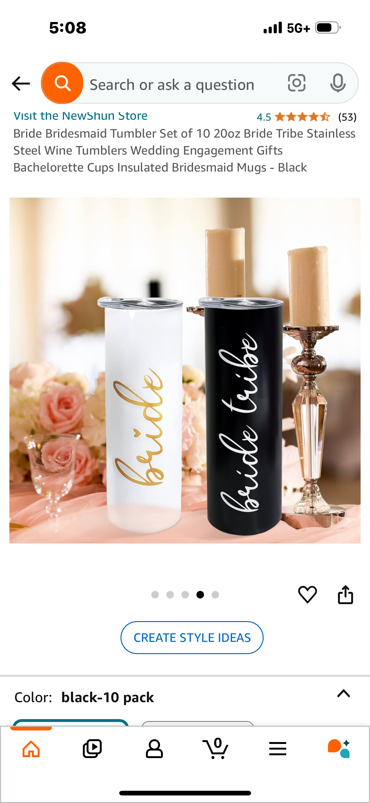 Bride Bridesmaid Tumbler Set of 10 20oz Bride Tribe Stainless Steel Wine Tumblers Wedding Engagement Gifts Bachelorette Cups Insulated Bridesmaid Mugs - Black