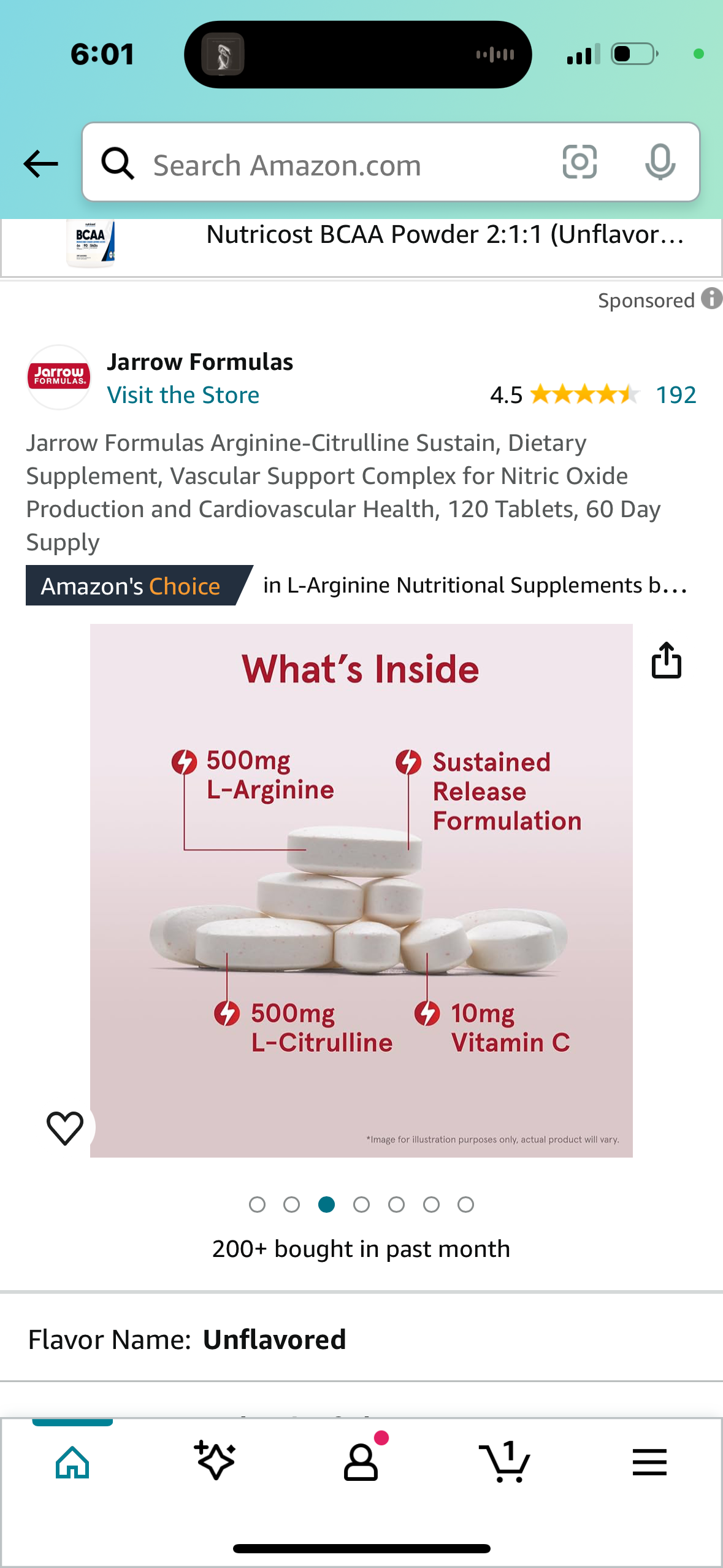 Jarrow Formulas Arginine-Citrulline Sustain, Dietary Supplement, Vascular Support Complex for Nitric Oxide Production and Cardiovascular Health, 120 Tablets, 60 Day Supply