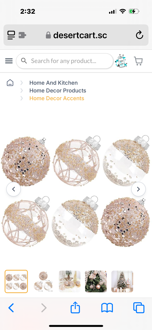 ISULIFE Christmas Ball Ornaments 80mm/3.15" Shatterproof Clear Large Plastic Christmas Tree Decoration, Delicate Hanging Ornaments for Xmas Party, Wedding, Holiday and Home Décor(6ct,Rosegold)