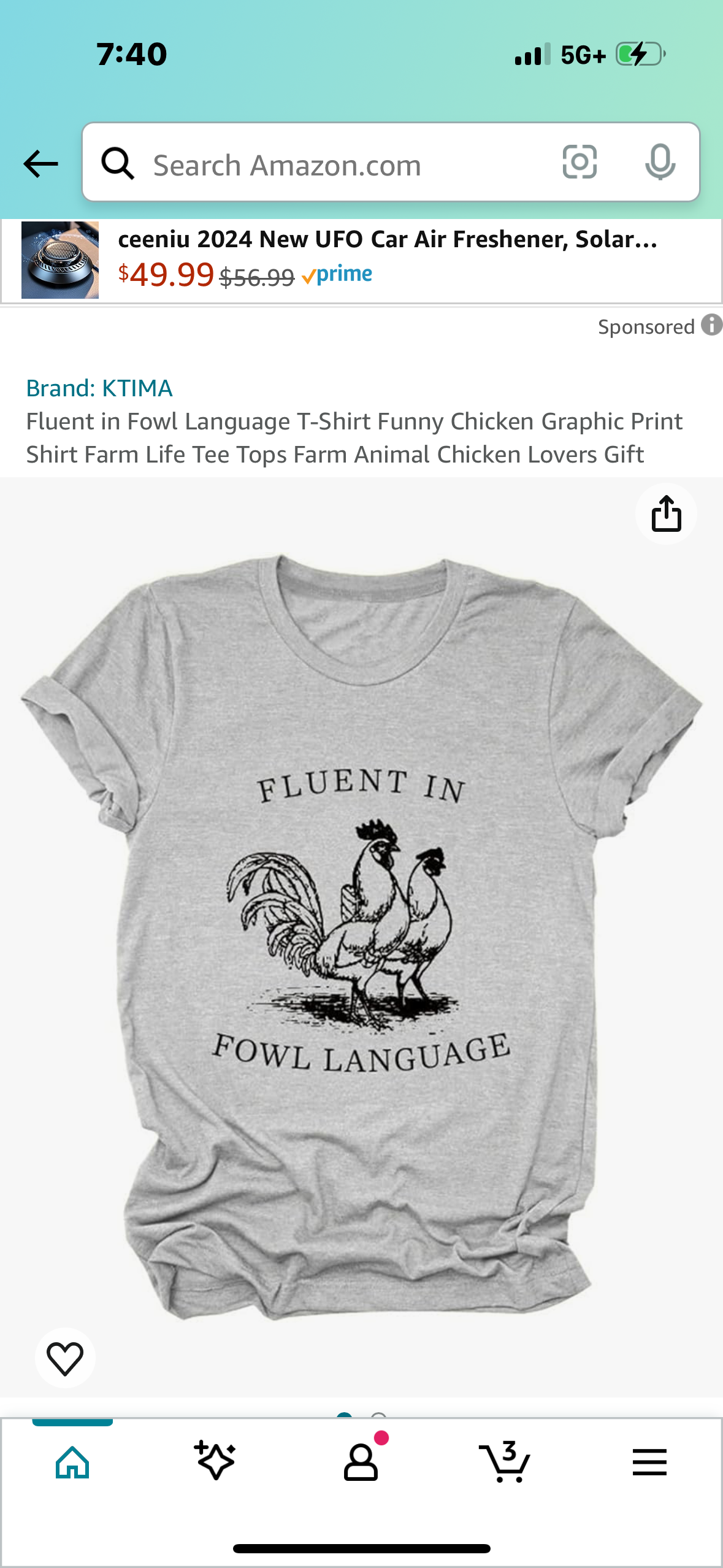 Fluent in Fowl Language T-Shirt Funny Chicken Graphic Print Shirt Farm Life Tee Tops Farm Animal Chicken Lovers Gift