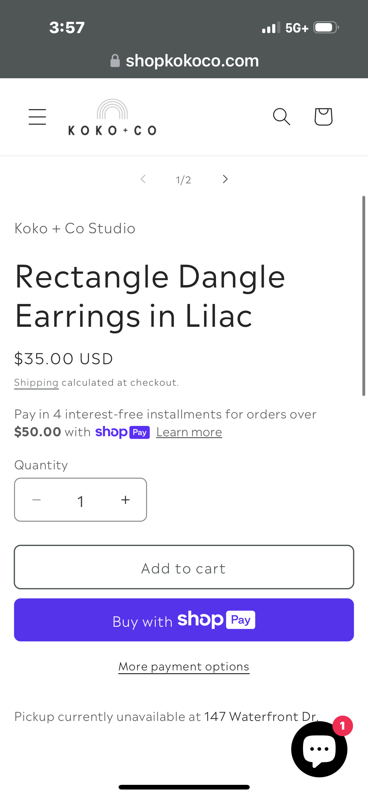 Rectangle Dangle Earrings in Lilac