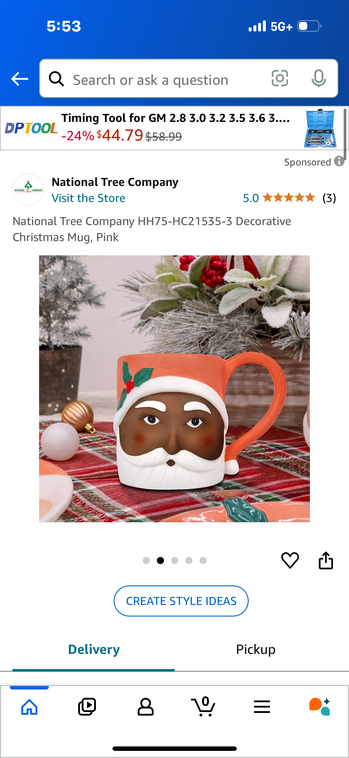 National Tree Company HH75-HC21535-3 Decorative Christmas Mug, Pink