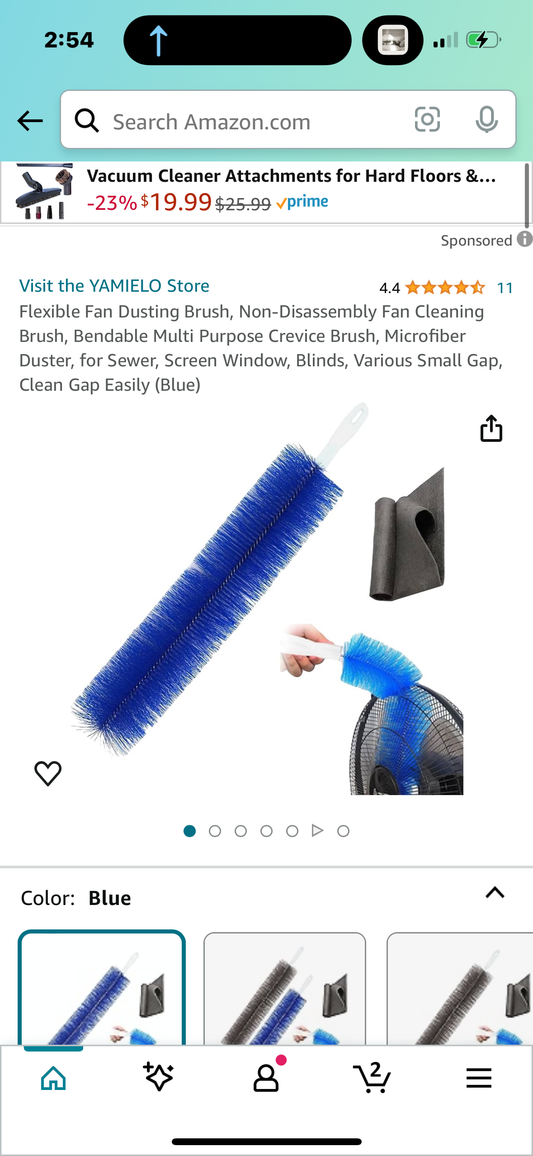 Flexible Fan Dusting Brush, Non-Disassembly Fan Cleaning Brush, Bendable Multi Purpose Crevice Brush, Microfiber Duster, for Sewer, Screen Window, Blinds, Various Small Gap, Clean Gap Easily (Blue)