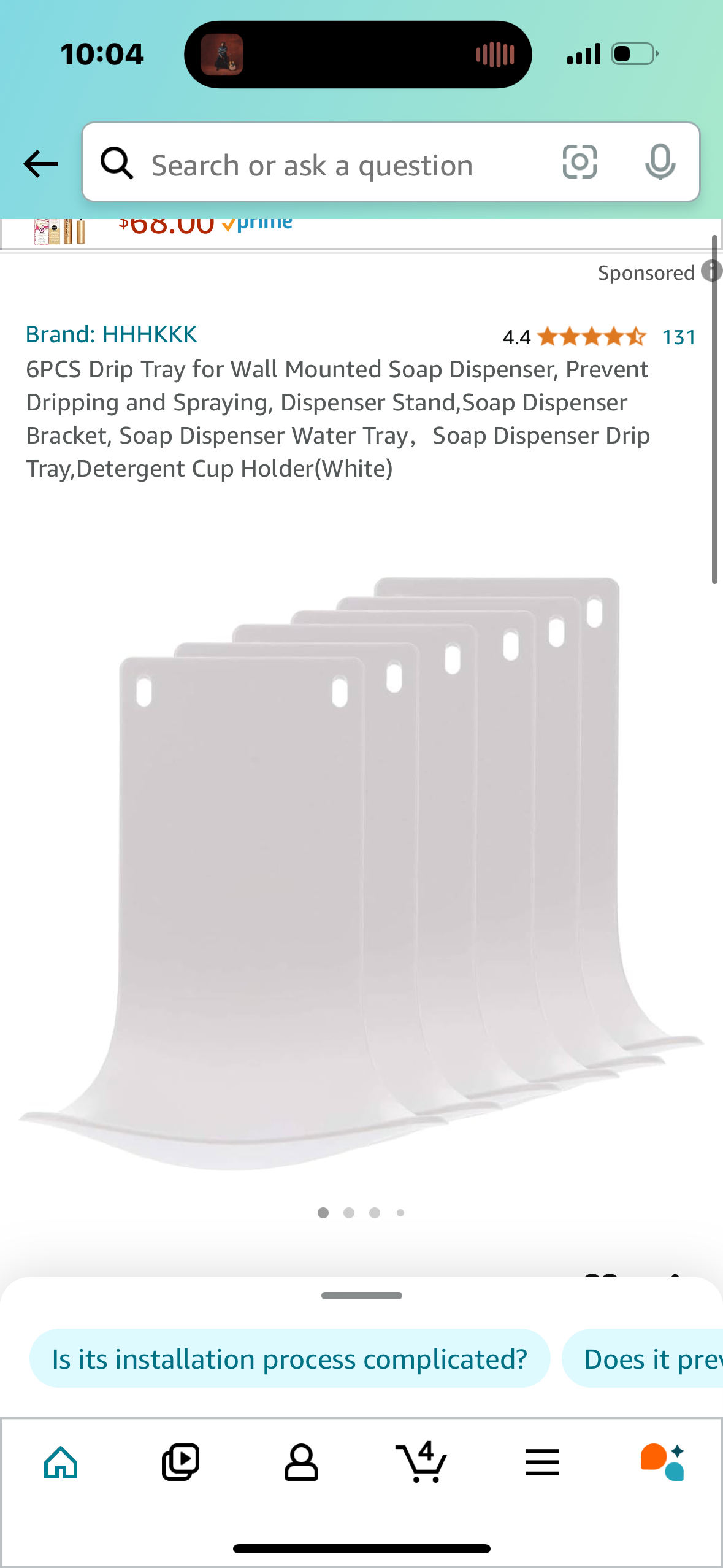 6PCS Drip Tray for Wall Mounted Soap Dispenser, Prevent Dripping and Spraying, Dispenser Stand,Soap Dispenser Bracket, Soap Dispenser Water Tray，Soap Dispenser Drip Tray,Detergent Cup Holder(White)