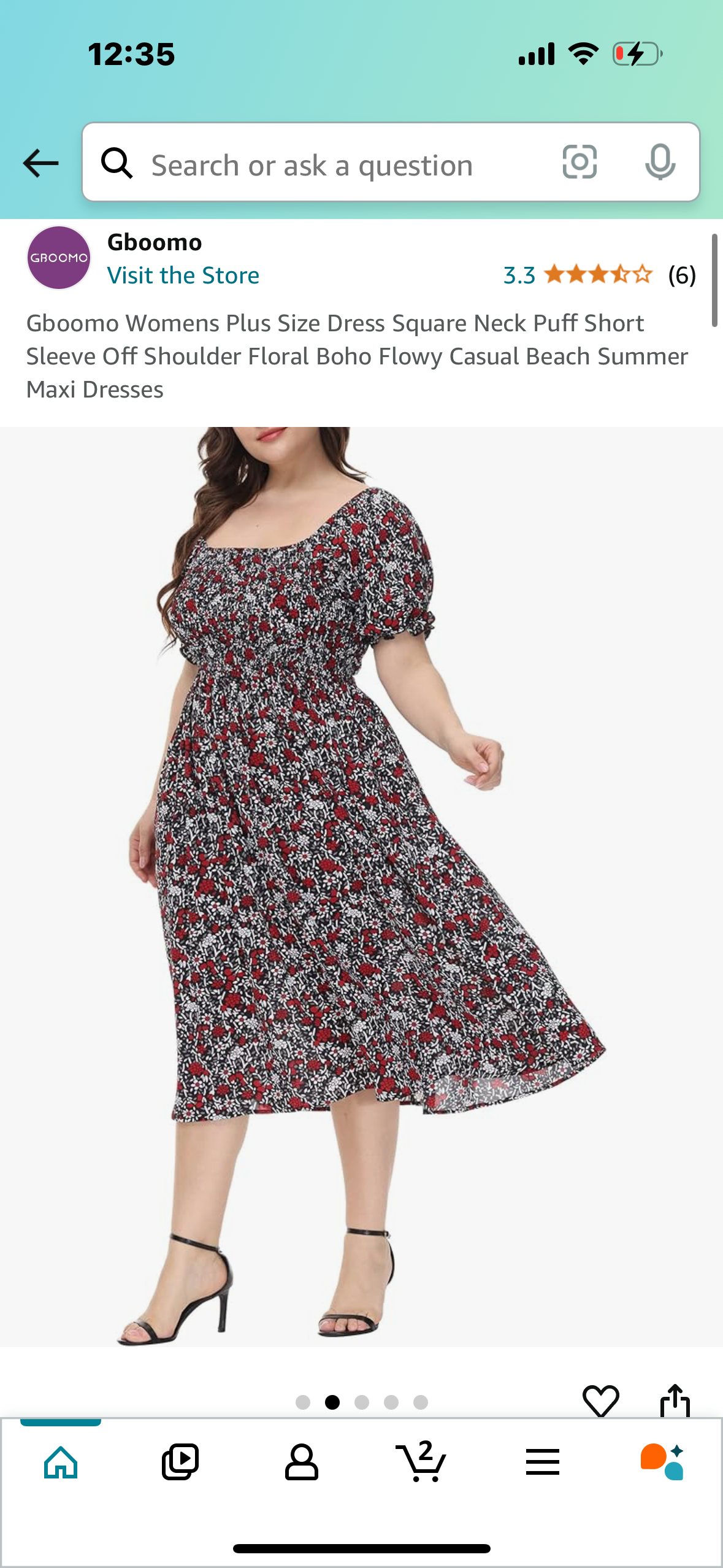 Gboomo Womens Plus Size Dress Square Neck Puff Short Sleeve Off Shoulder Floral Boho Flowy Casual Beach Summer Maxi Dresses