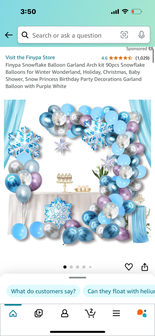 Snowflake Balloon Garland Arch kit 90pcs Snowflake Balloons for Winter Wonderland, Holiday, Christmas, Baby Shower, Snow Princess Birthday Party Decorations Garland Balloon with Purple White