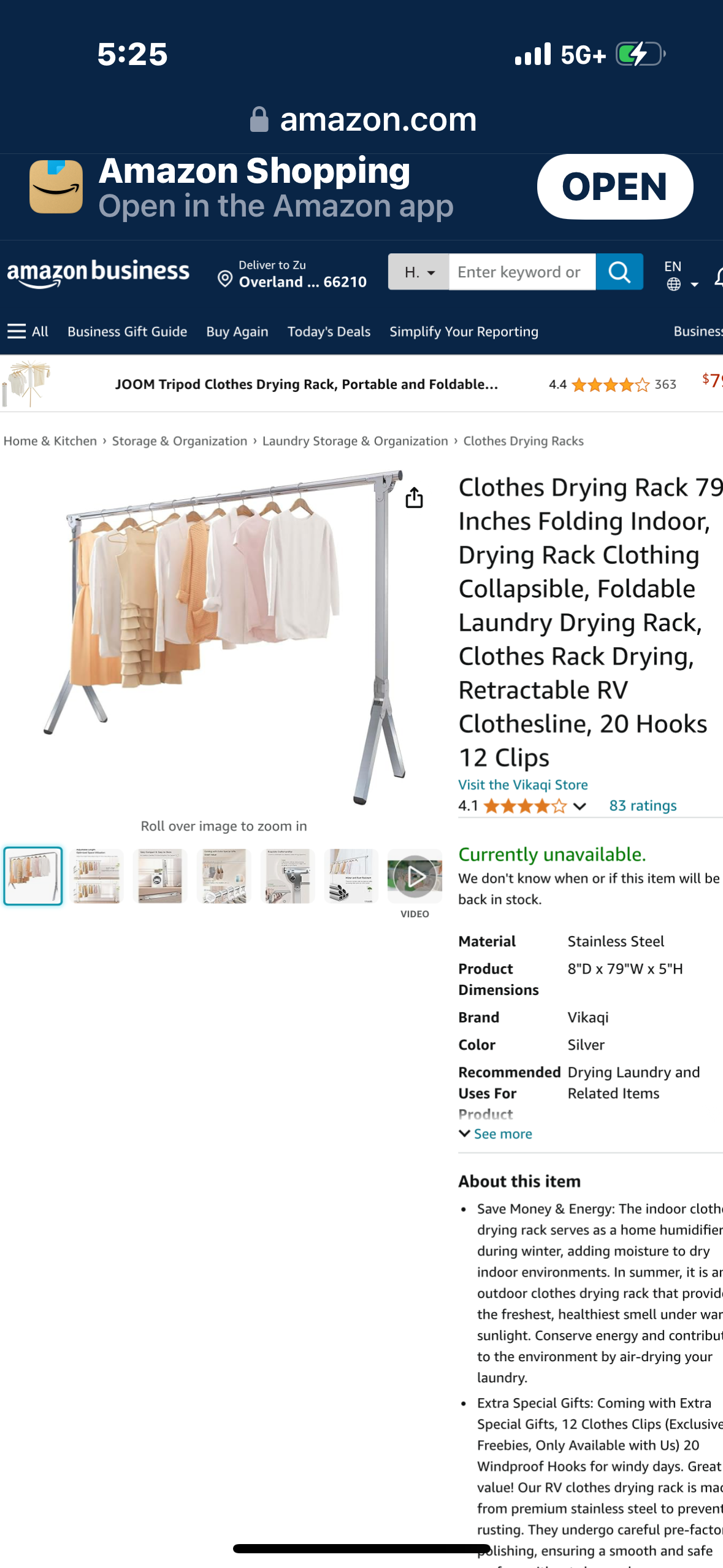 Vikaqi Clothes Drying Rack 79 Inches Folding Indoor Outdoor, Drying Rack Clothing Collapsible, Foldable Laundry Drying Rack, Heavy Duty Stainless Steel Clothesline, Garmet Rack, 20 Hooks 12 Clips