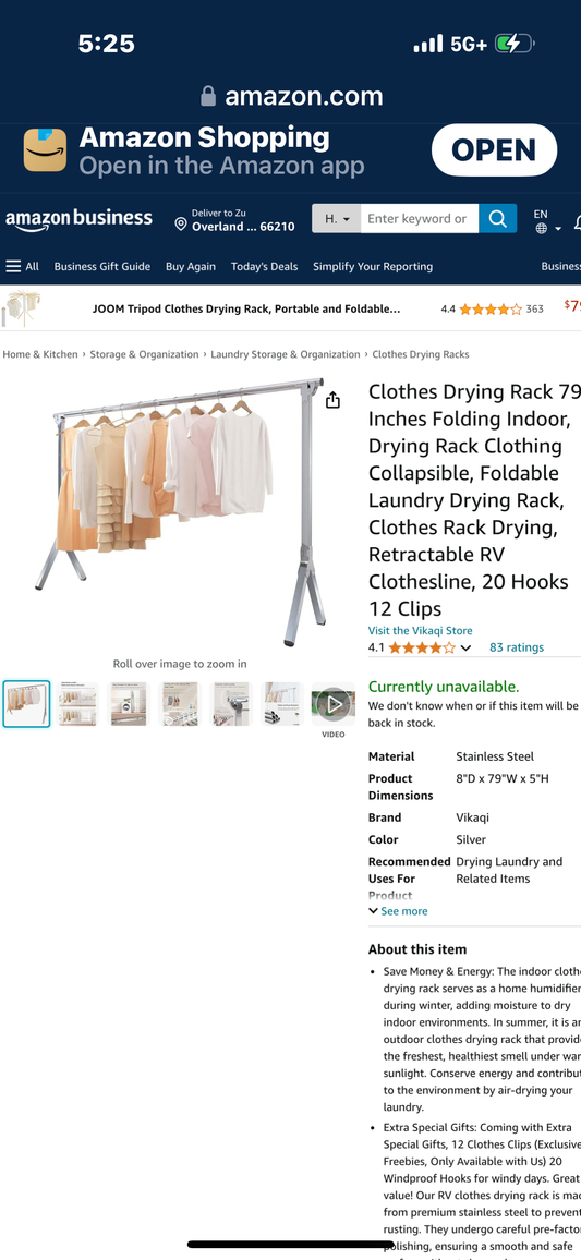 Vikaqi Clothes Drying Rack 79 Inches Folding Indoor Outdoor, Drying Rack Clothing Collapsible, Foldable Laundry Drying Rack, Heavy Duty Stainless Steel Clothesline, Garmet Rack, 20 Hooks 12 Clips