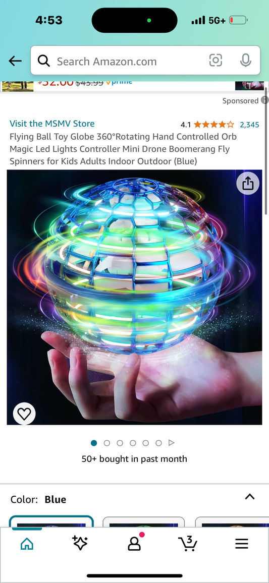 Flying Ball Toy Globe 360°Rotating Hand Controlled Orb