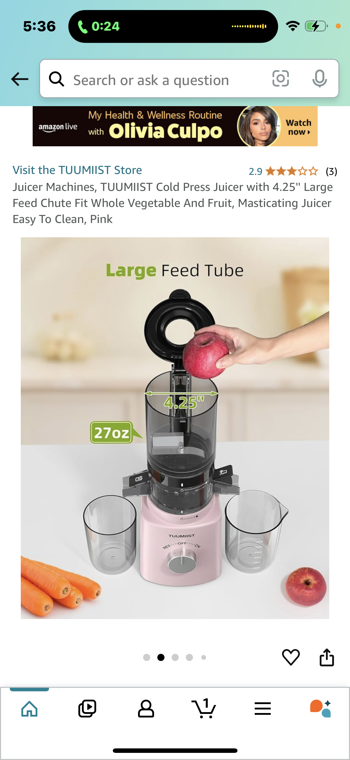 Juicer Machines, TUUMIIST Cold Press Juicer with 4.25'' Large Feed Chute Fit Whole Vegetable And Fruit, Masticating Juicer Easy To Clean, Pink