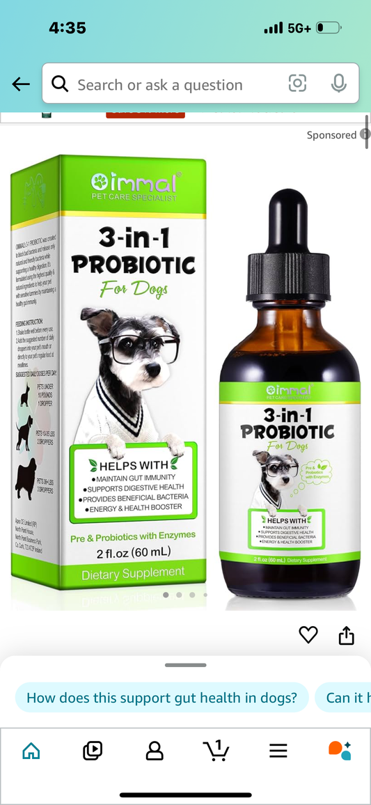 Probiotic for Dogs, Natural 3 in 1 Dog Probiotic Drops Helps Relieve Diarrhea, Supports Gut Health, Itchy Skin, Allergies, Immunity, Digestive Enzyme for Dog Supplement, Bacon Flavor - 60ml / 2 fl.oz