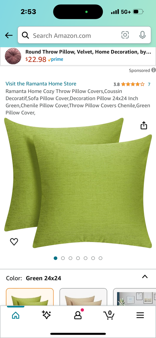 Ramanta Home Cozy Throw Pillow Covers,Coussin Decoratif,Sofa Pillow Cover,Decoration Pillow 24x24 Inch Green,Chenile Pillow Cover,Throw Pillow Covers Chenile,Green Pillow Cover,