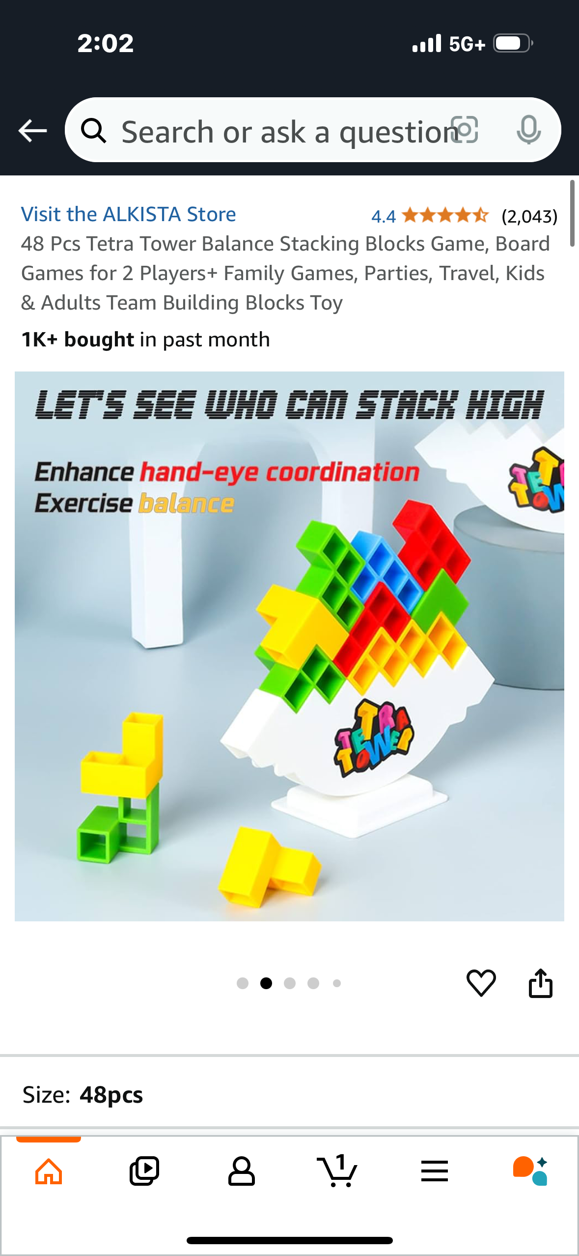 48 Pcs Tetra Tower Balance Stacking Blocks Game, Board Games for 2 Players+ Family Games, Parties, Travel, Kids & Adults Team Building Blocks Toy