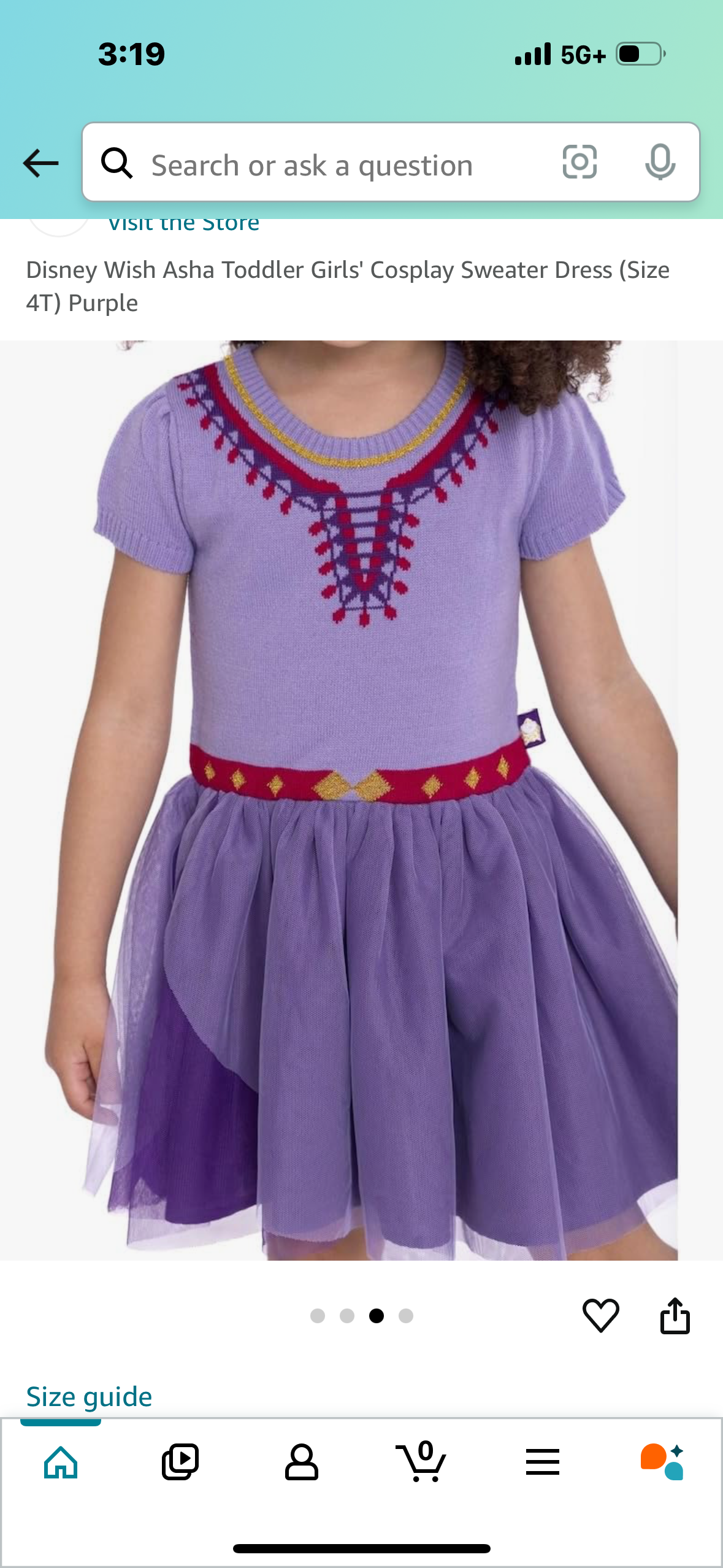 Disney Wish Asha Toddler Girls' Cosplay Sweater Dress Purple