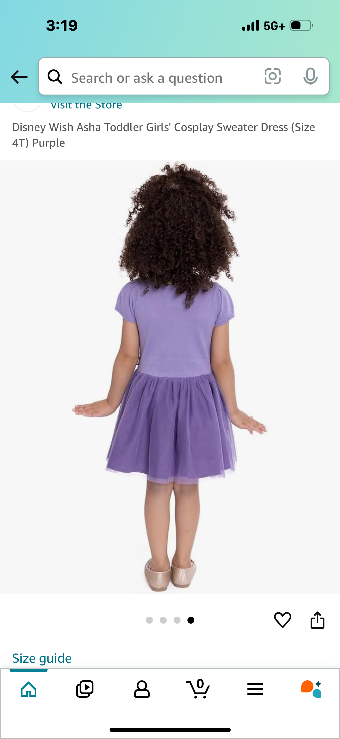 Disney Wish Asha Toddler Girls' Cosplay Sweater Dress Purple