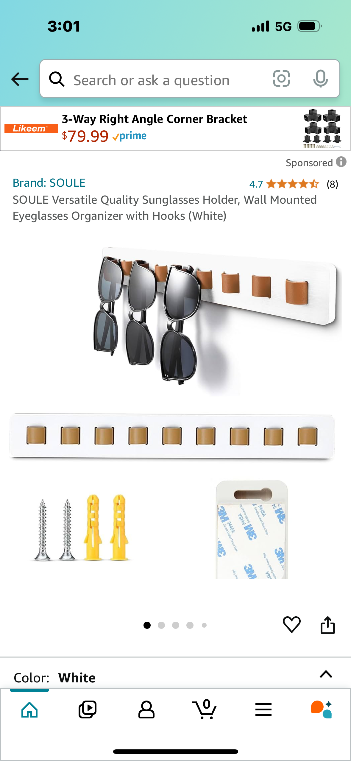 Sunglasses Holder, Wall Mounted Eyeglasses Organizer with Hooks