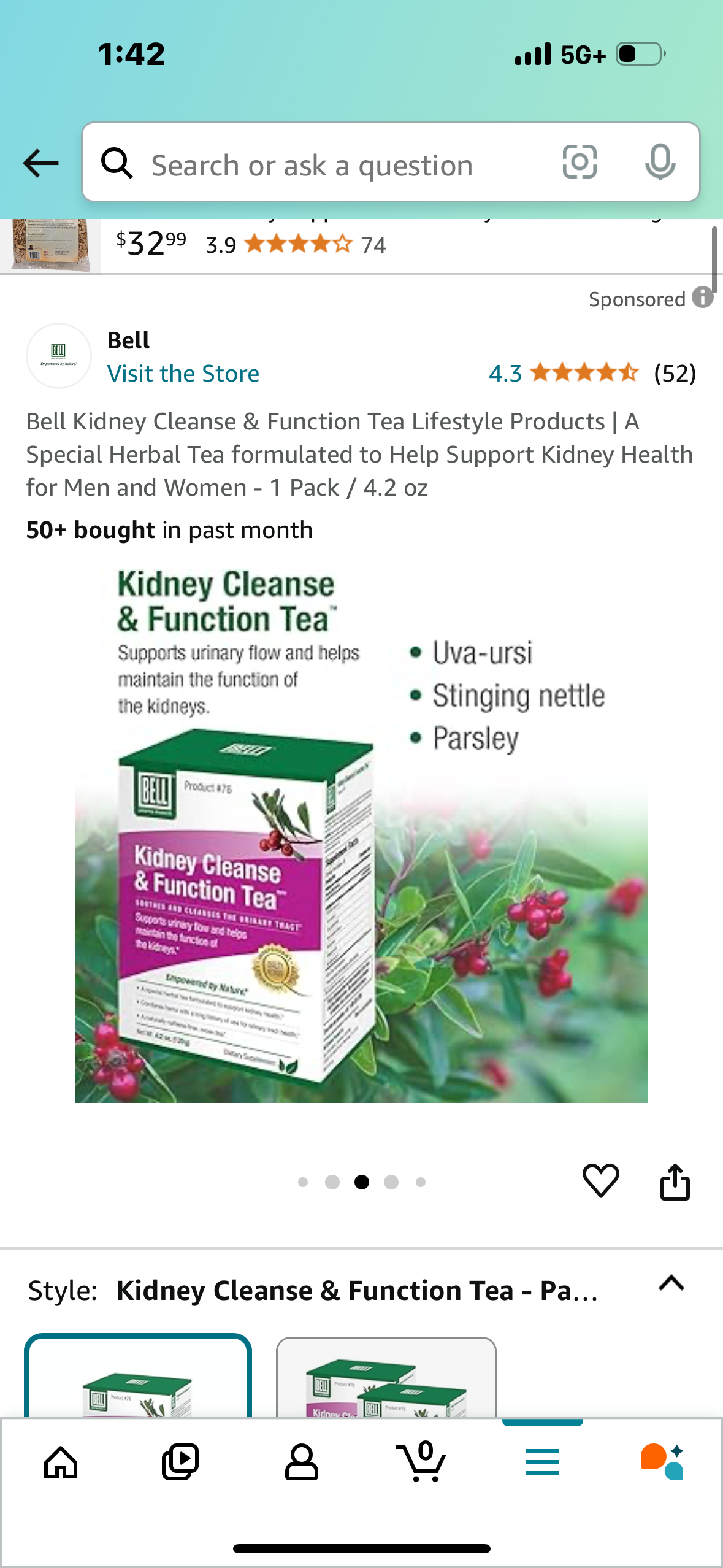 Bell Kidney Cleanse & Function Tea Lifestyle Products | A Special Herbal Tea formulated to Help Support Kidney Health for Men and Women - 1 Pack / 4.2 oz