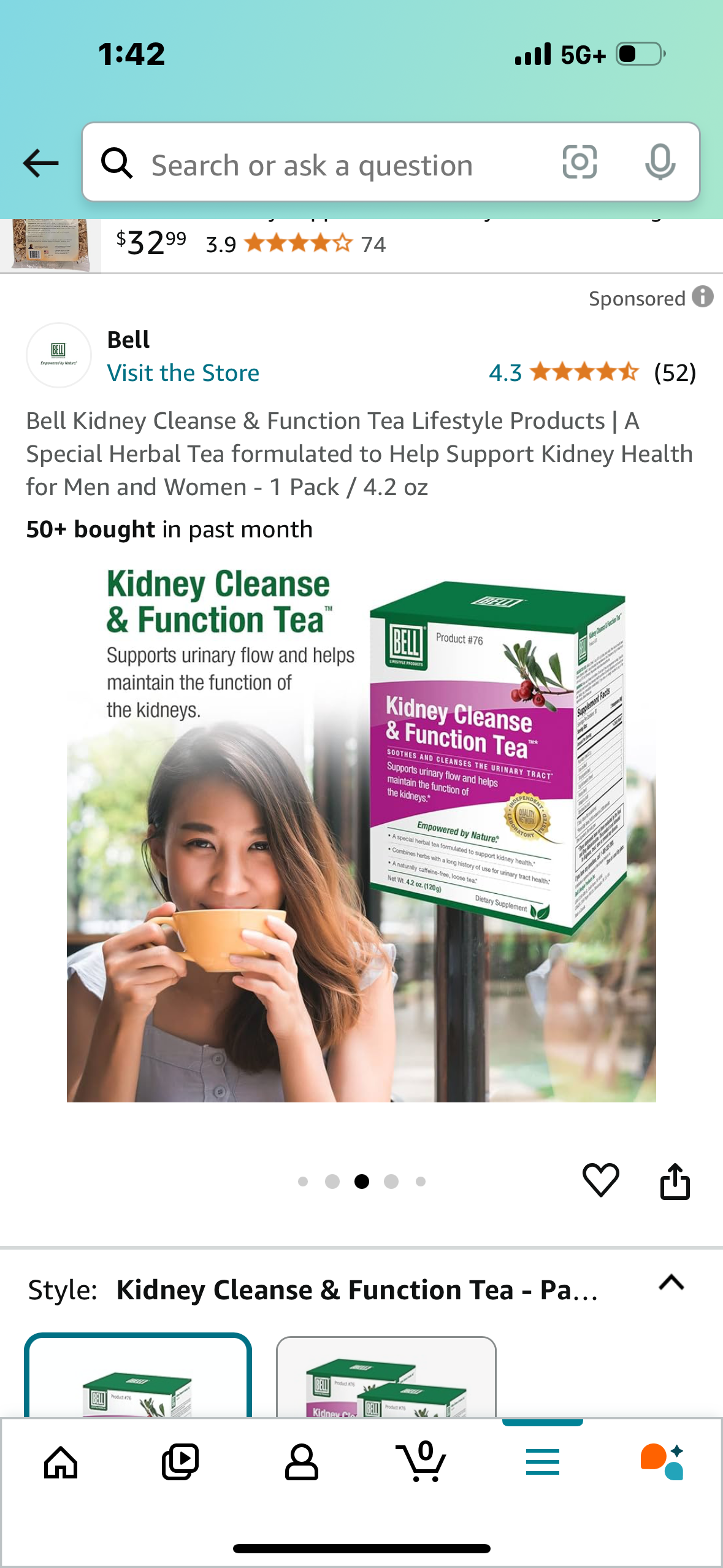 Bell Kidney Cleanse & Function Tea Lifestyle Products | A Special Herbal Tea formulated to Help Support Kidney Health for Men and Women - 1 Pack / 4.2 oz