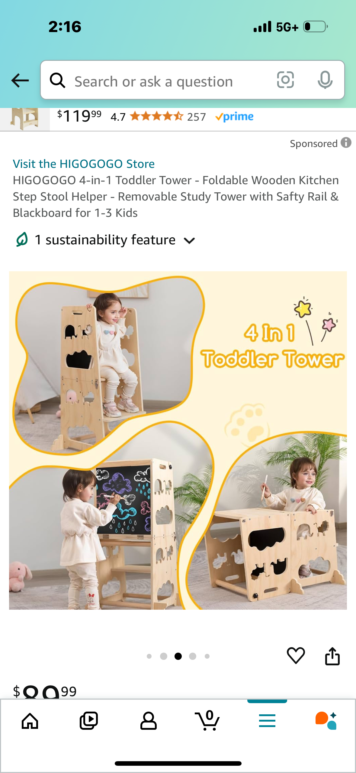 4-in-1 Toddler Tower - Foldable Wooden Kitchen Step Stool Helper - Removable Study Tower with Safty Rail & Blackboard for 1-3 Kids