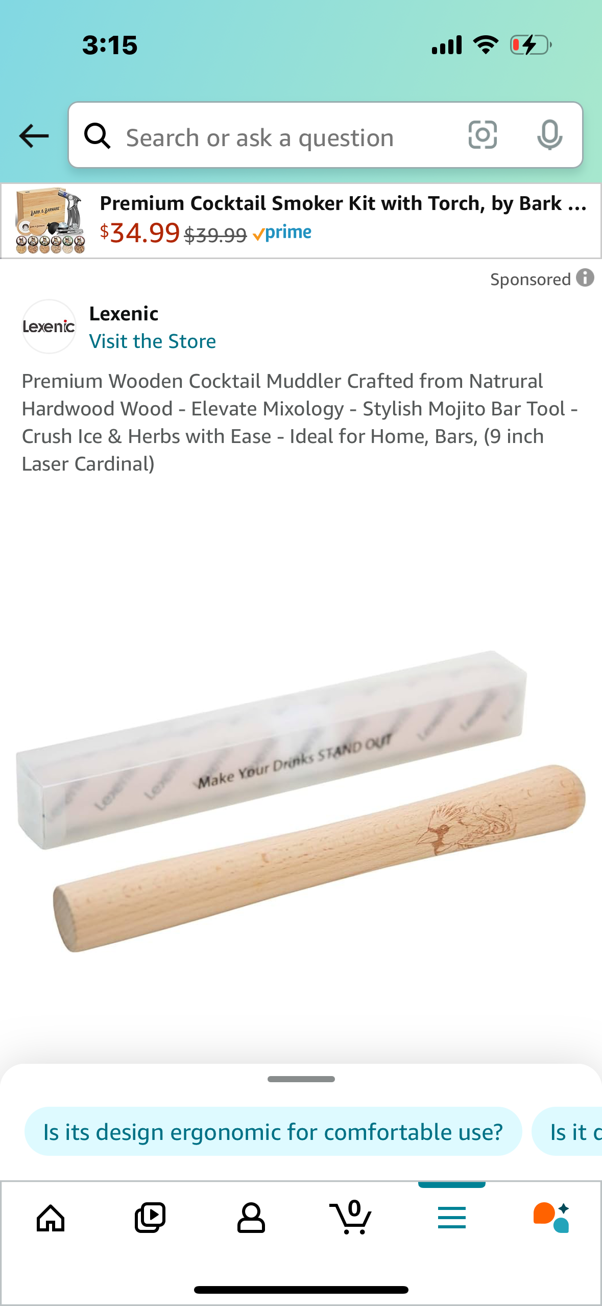 Premium Wooden Cocktail Muddler Crafted from Natrural Hardwood Wood - Elevate Mixology - Stylish Mojito Bar Tool - Crush Ice & Herbs with Ease - Ideal for Home, Bars, (9 inch Laser Cardinal