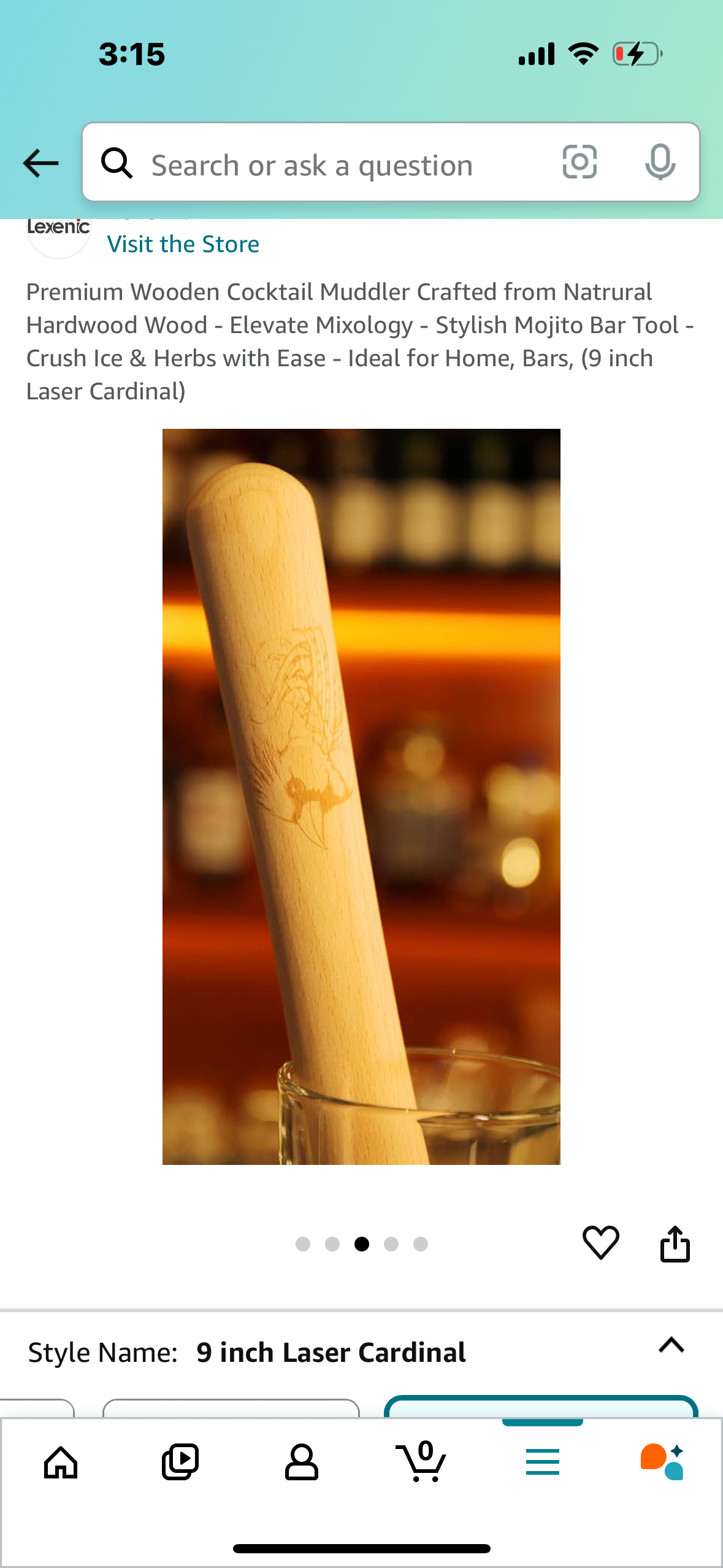 Premium Wooden Cocktail Muddler Crafted from Natrural Hardwood Wood - Elevate Mixology - Stylish Mojito Bar Tool - Crush Ice & Herbs with Ease - Ideal for Home, Bars, (9 inch Laser Cardinal