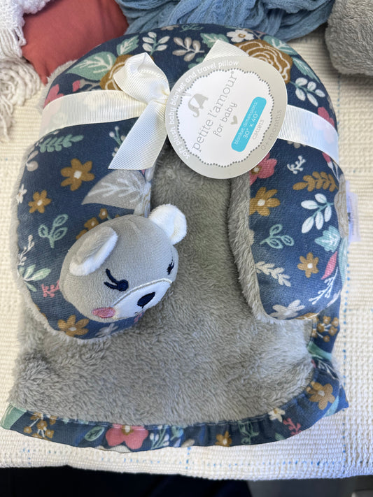 Soft Plush Baby Blanket and Travel Pillow