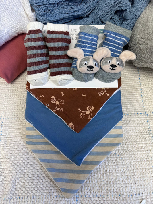 Bandana Bib and Sock Gift Set - Dog