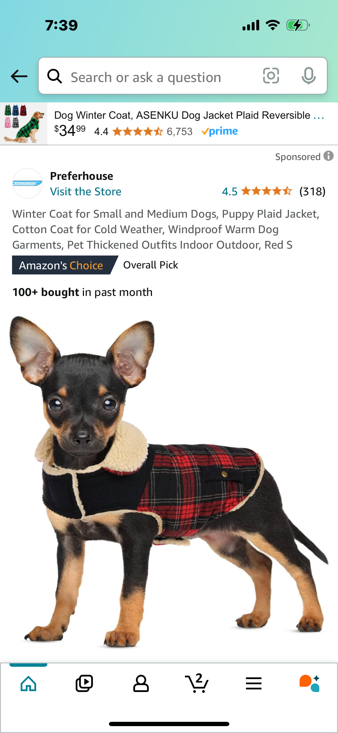 Winter Coat for Small and Medium Dogs, Puppy Plaid Jacket, Cotton Coat for Cold Weather, Windproof Warm Dog Garments, Pet Thickened Outfits Indoor Outdoor, Red