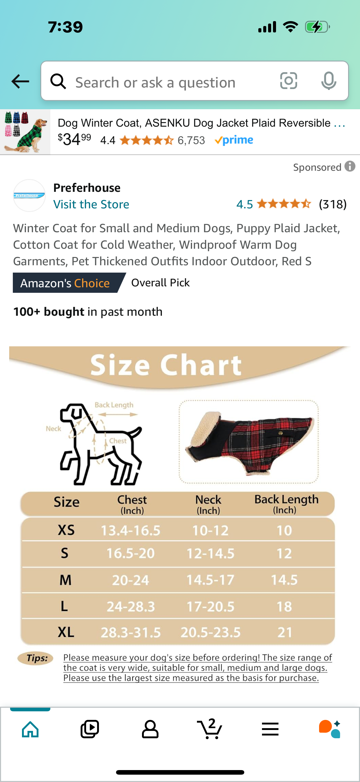 Winter Coat for Small and Medium Dogs, Puppy Plaid Jacket, Cotton Coat for Cold Weather, Windproof Warm Dog Garments, Pet Thickened Outfits Indoor Outdoor, Red