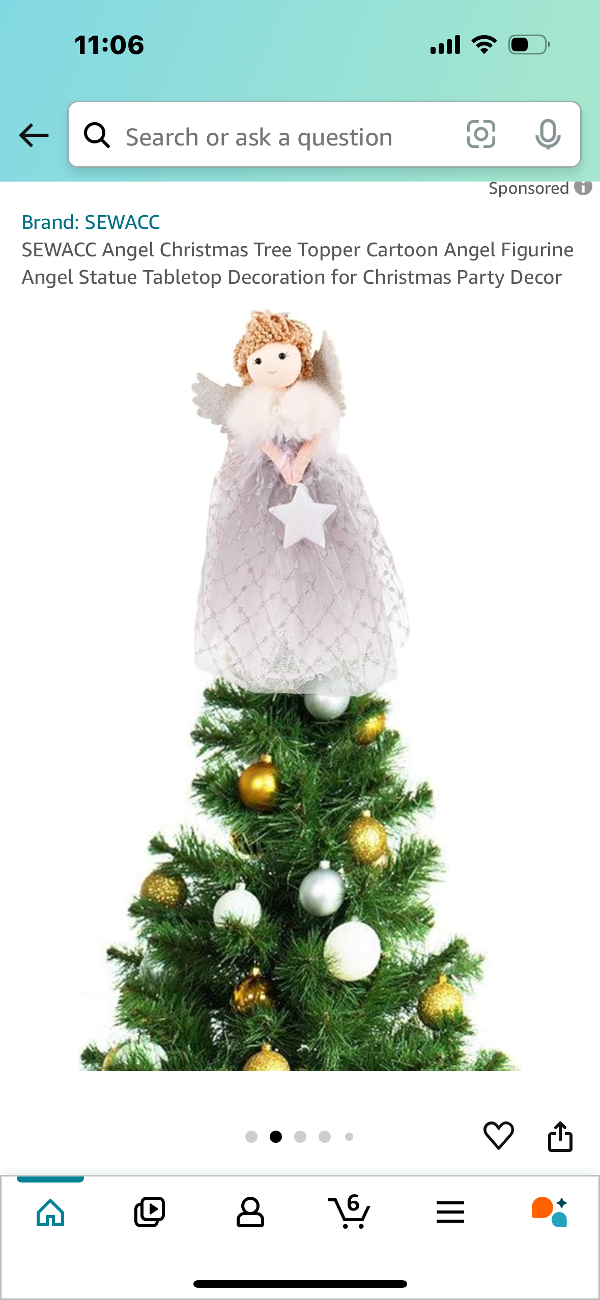 Angel Christmas Tree Topper Cartoon Angel Figurine Angel Statue Tabletop Decoration for Christmas Party Decor