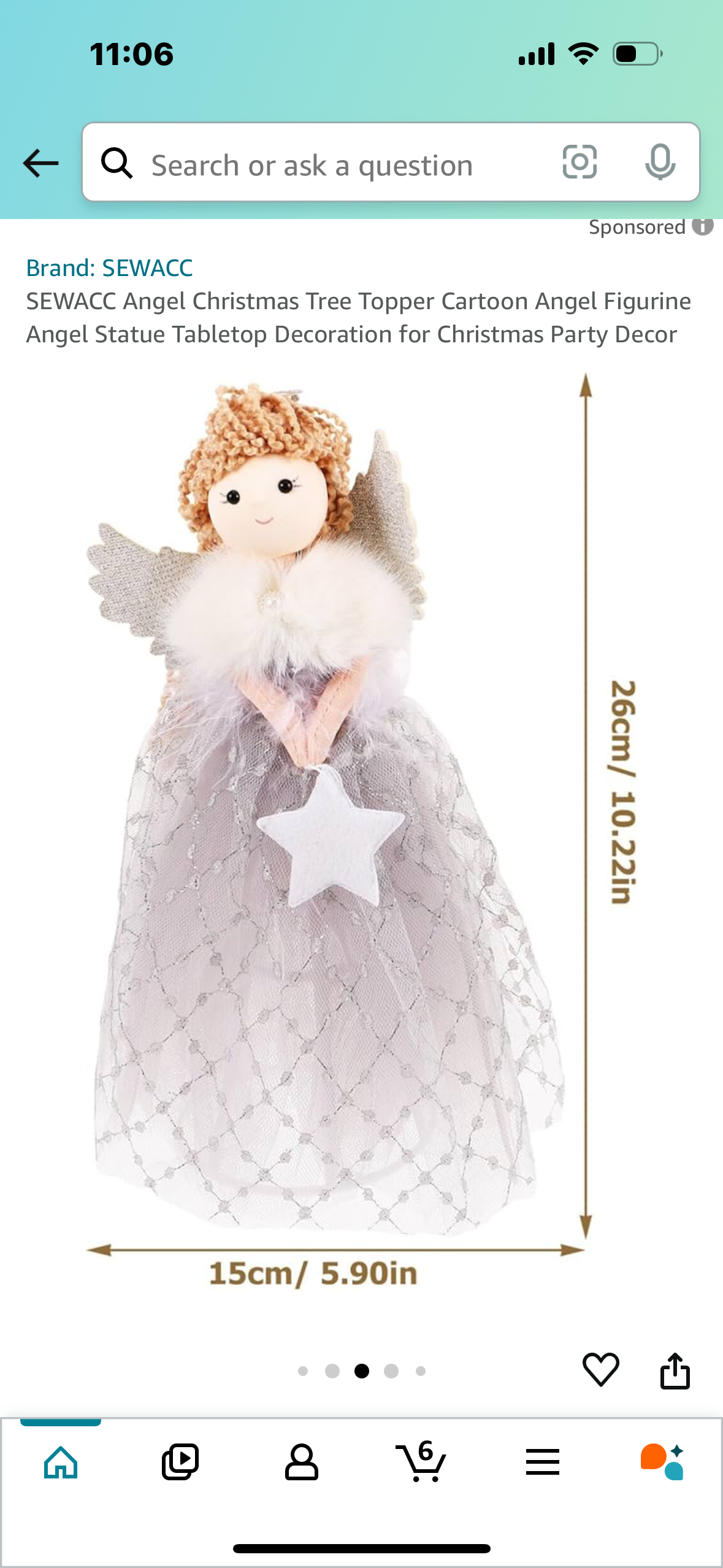 Angel Christmas Tree Topper Cartoon Angel Figurine Angel Statue Tabletop Decoration for Christmas Party Decor