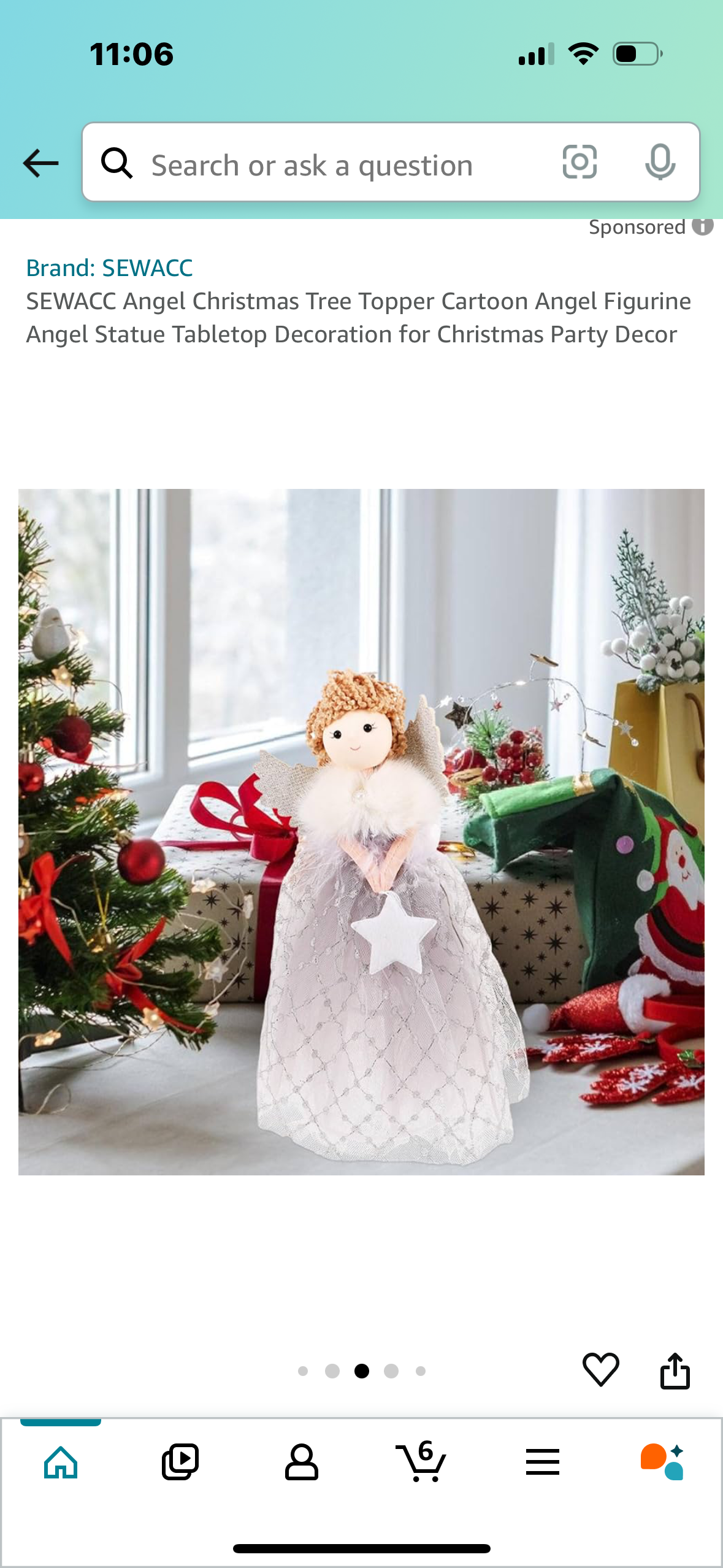 Angel Christmas Tree Topper Cartoon Angel Figurine Angel Statue Tabletop Decoration for Christmas Party Decor