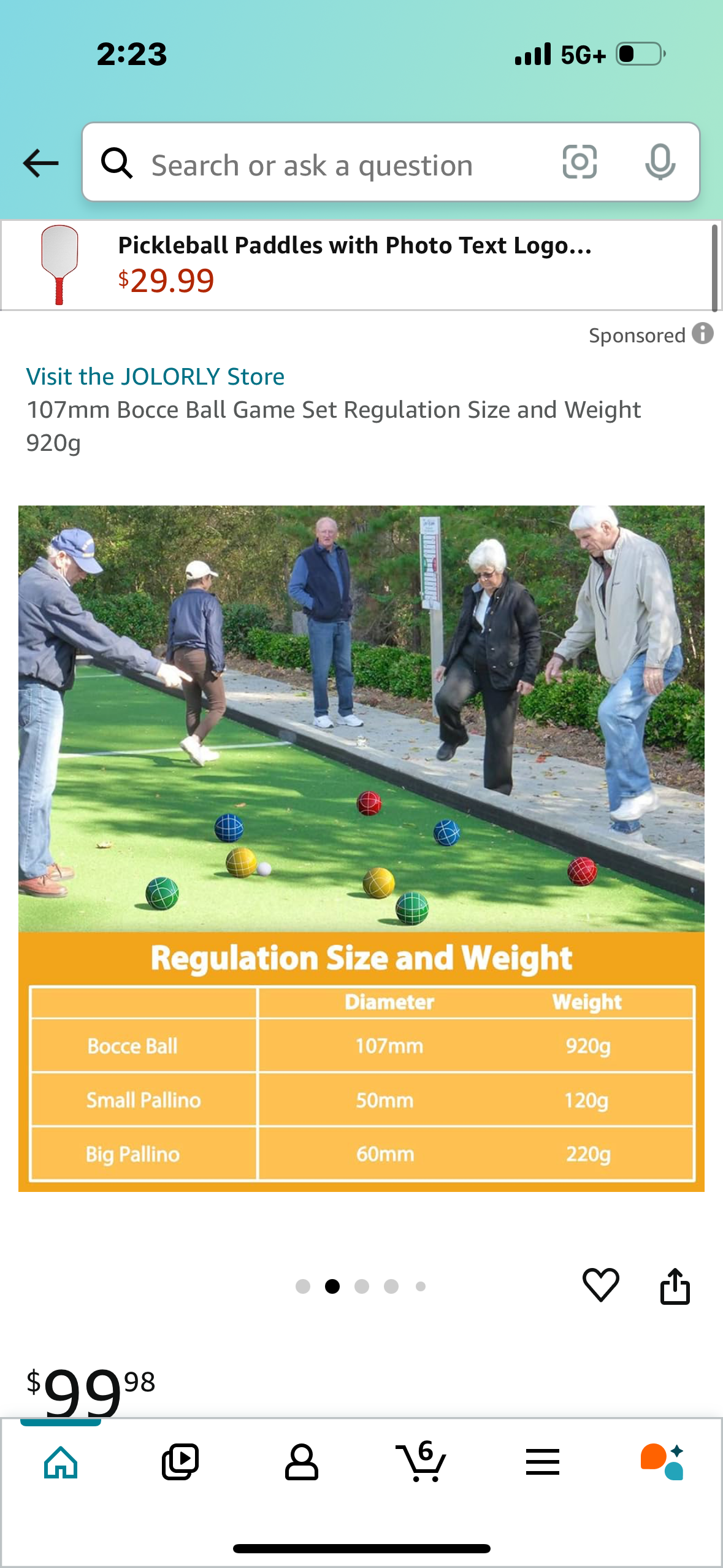 107mm Bocce Ball Game Set Regulation Size and Weight 920g