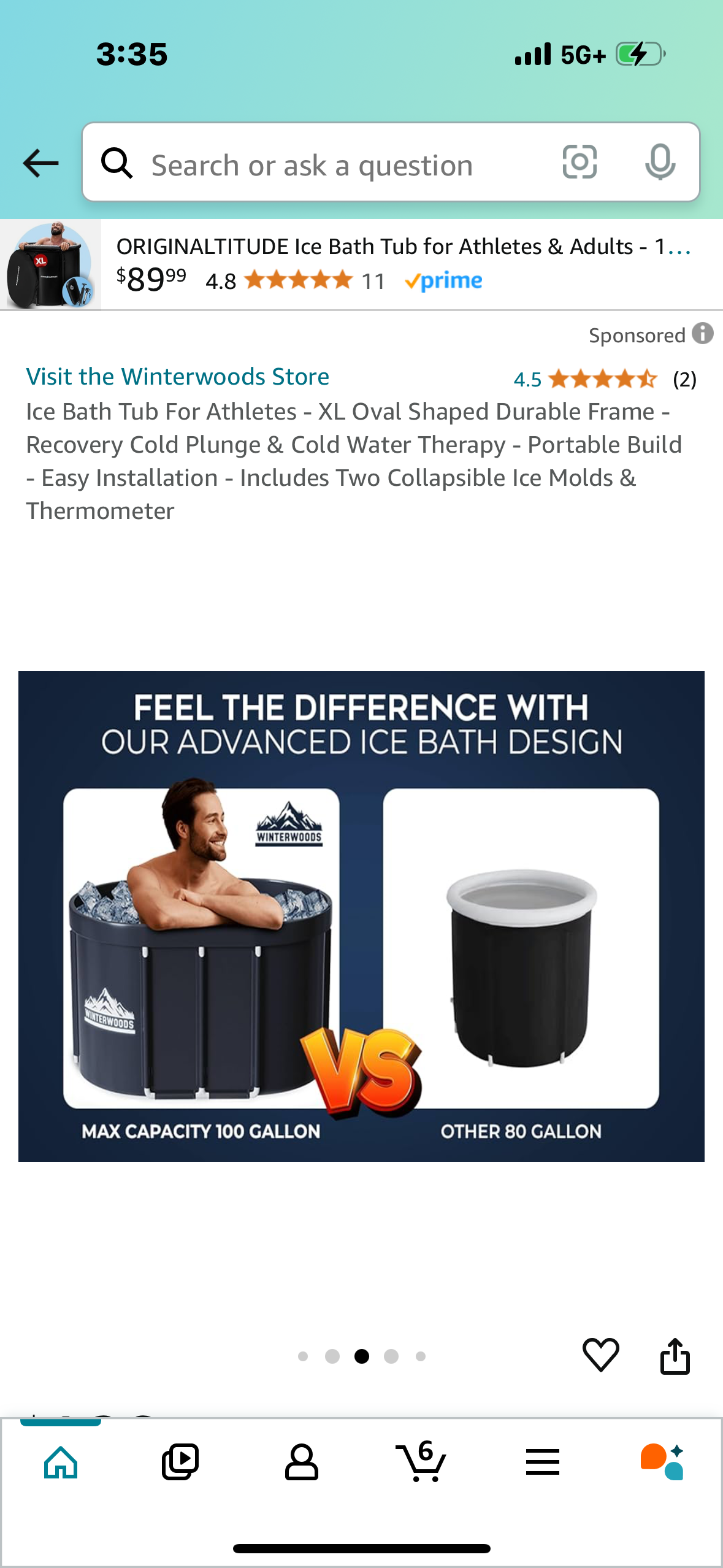 Bath Tub For Athletes - XL Oval Shaped Durable Frame - Recovery Cold Plunge & Cold Water Therapy - Portable Build - Easy Installation - Includes Two Collapsible Ice Molds & Thermometer