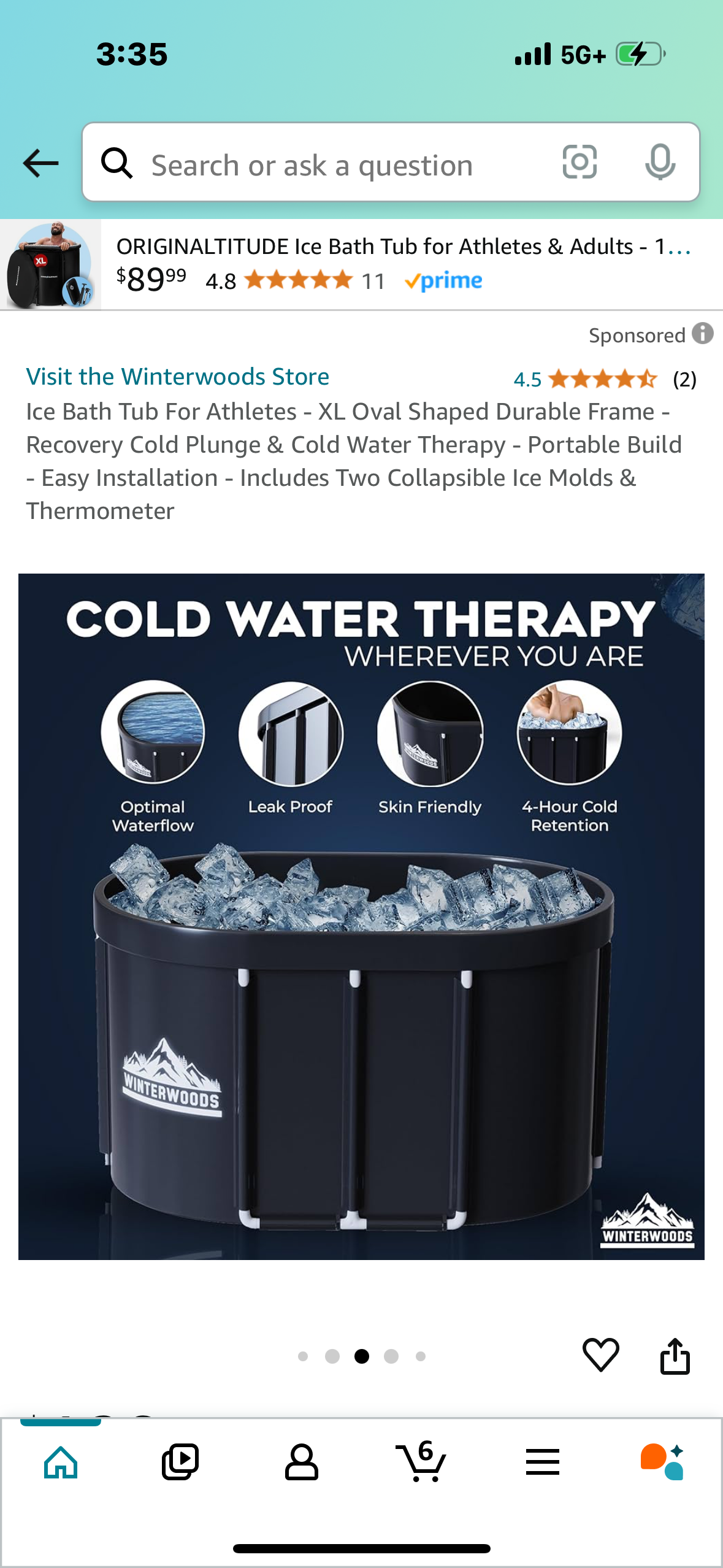 Bath Tub For Athletes - XL Oval Shaped Durable Frame - Recovery Cold Plunge & Cold Water Therapy - Portable Build - Easy Installation - Includes Two Collapsible Ice Molds & Thermometer