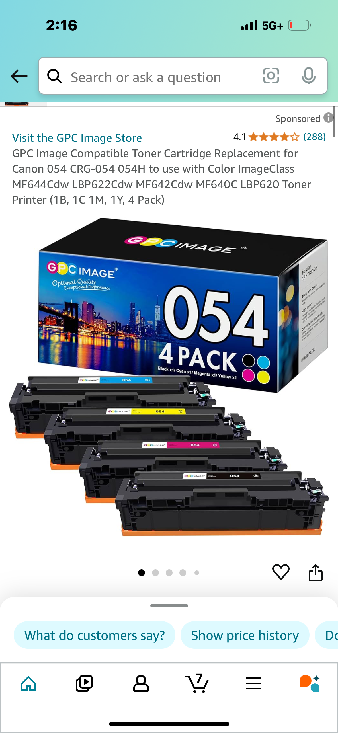 GPC Image Compatible Toner Cartridge Replacement for Canon 054 CRG-054 054H to use with Color ImageClass MF644Cdw LBP622Cdw MF642Cdw MF640C LBP620 Toner Printer (1B, 1C 1M, 1Y, 4 Pack)