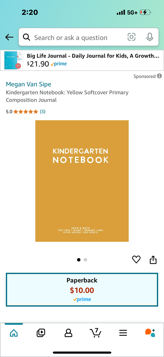 Kindergarten Notebook: Yellow Softcover Primary Composition Journal