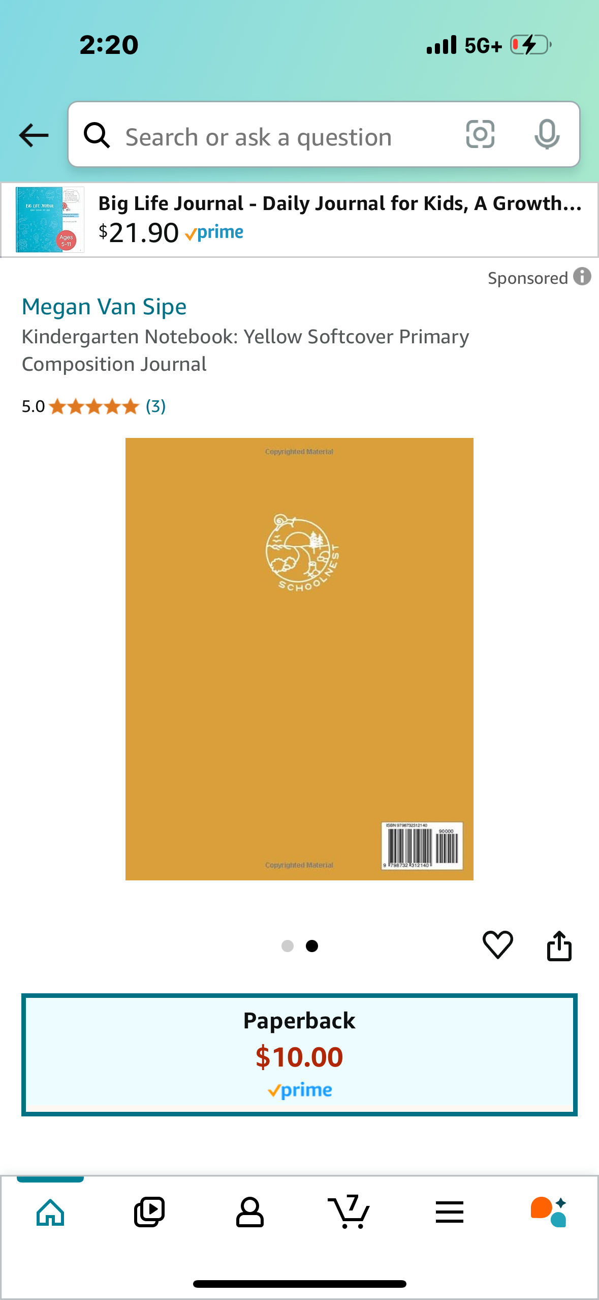 Kindergarten Notebook: Yellow Softcover Primary Composition Journal