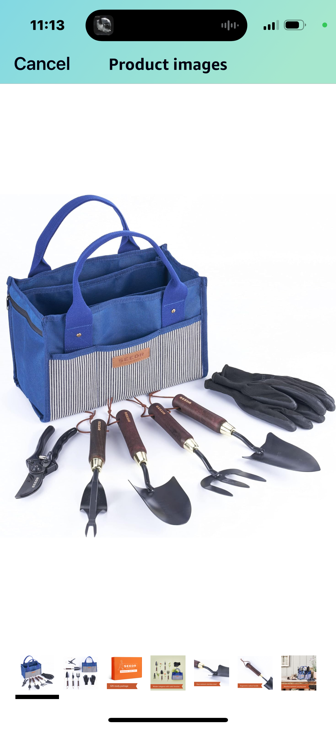 Outdoor Garden Tool Set, Stainless Steel Gardening Set - Garden Tool Organizer Bag, Garden Trowel, Cultivator, Transplanter, Weeder, Bypass Pruning Shears, and Garden Gloves–7pc Set